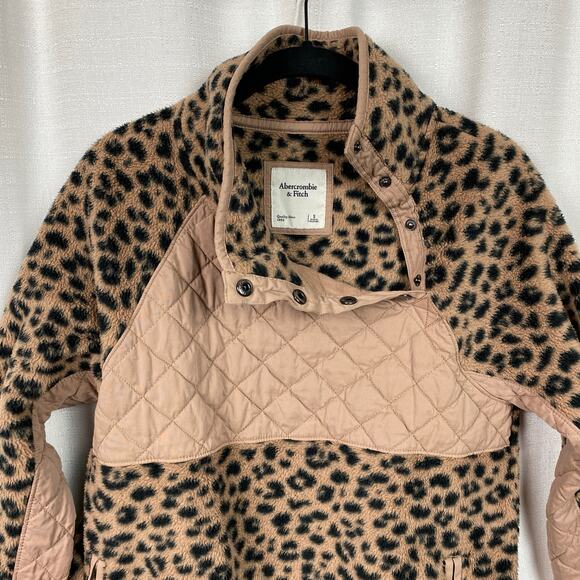Abercrombie&Fitch Brown Leopard Print Sherpa Pullover Sz.S - Picture 5 of 14